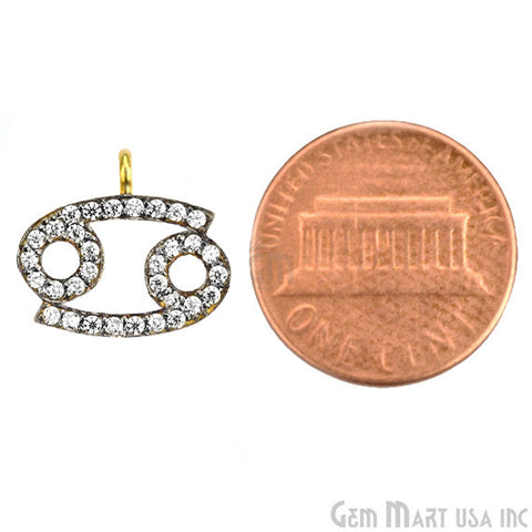 Cancer' CZ Pave Gold Vermeil Charm for Bracelet & Pendants - GemMartUSA