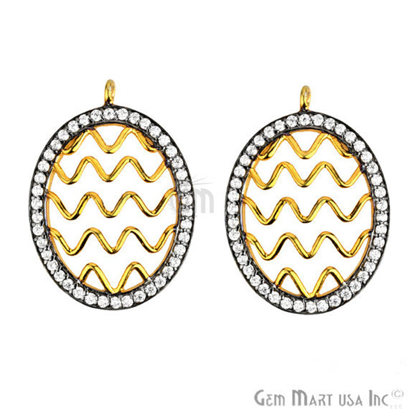 Cubic Zircon Pave Charm Gold Vermeil Charm For Bracelet & Pendants - GemMartUSA