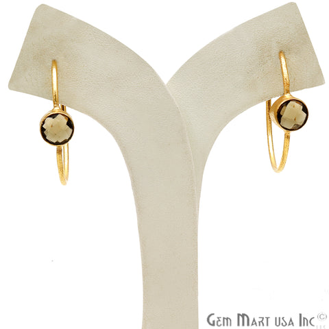 Round 8mm Gold Hoop Earrings 1 Pair (Pick your Gemstone) - GemMartUSA