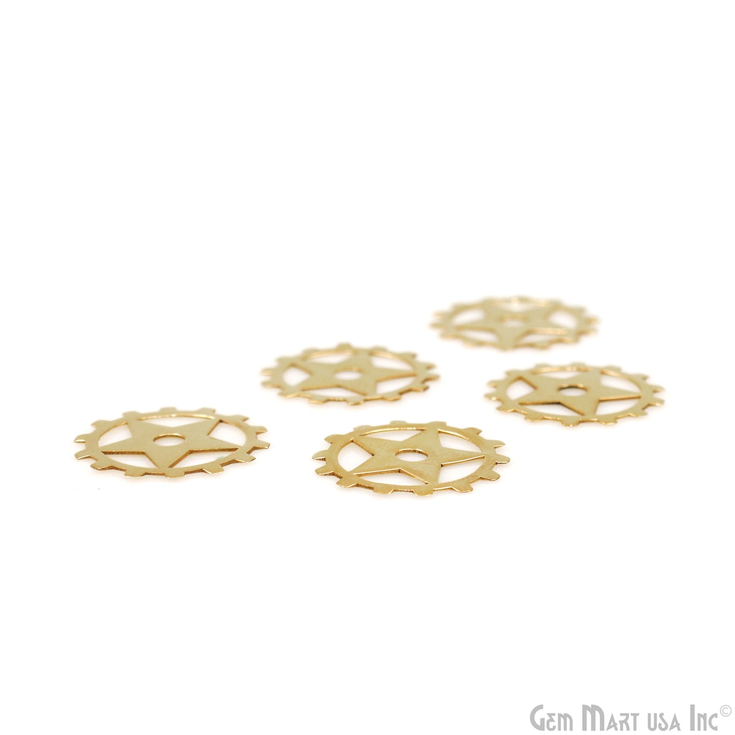 Star in Round Charm Laser Finding Gold Plated 20mm Charm For Bracelets & Pendants