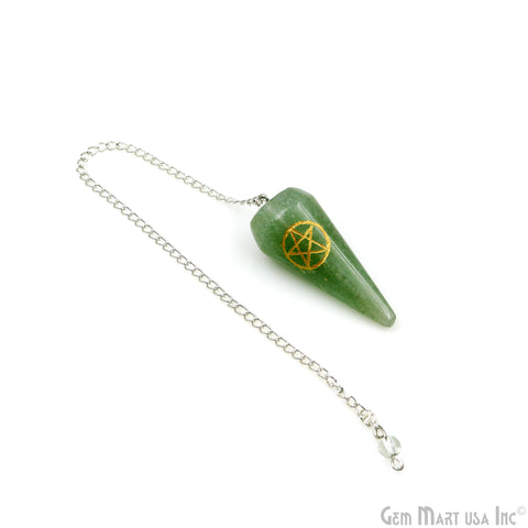 Aventurine Healing Pendulum Pendant, 44x19mm Healing Gemstone With Reiki Symbols Pendulum