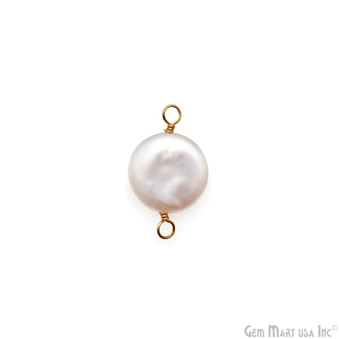 Pearl Round Shape 21x13mm Gold Wire Wrapped Gemstone Connector