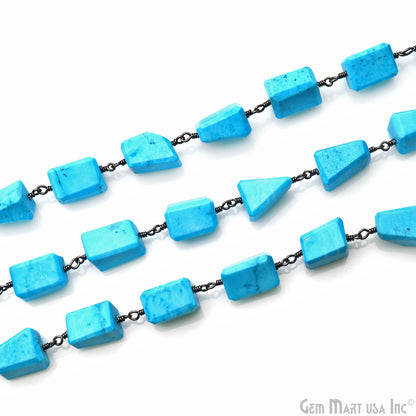 Turquoise 10mm Oxidized Wire Wrapped Beads Rosary Chain