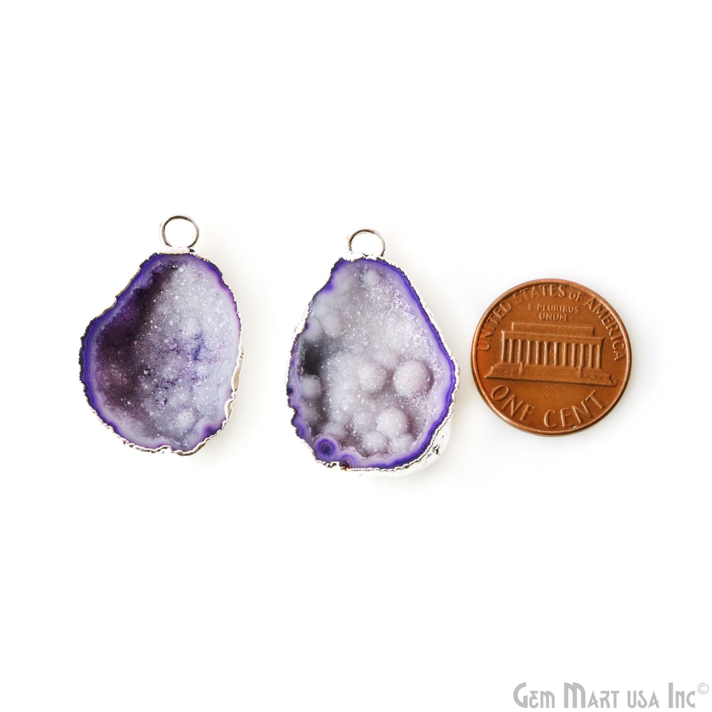 Geode Druzy 21x31mm Organic Silver Electroplated Single Bail Gemstone Earring Connector 1 Pair