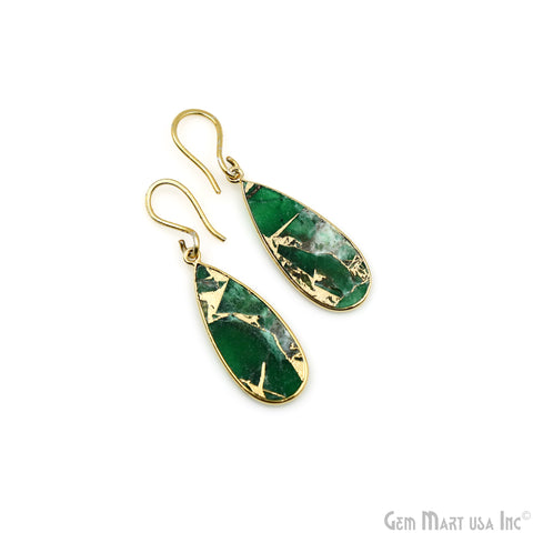 Green Mohave 33x13mm Gold Plated Single Bail Earring Connector 1 Pair