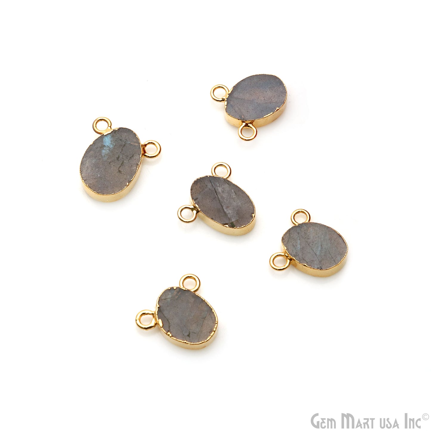 Labradorite Organic 13x12mm Gold Electroplated Double Bail Connector