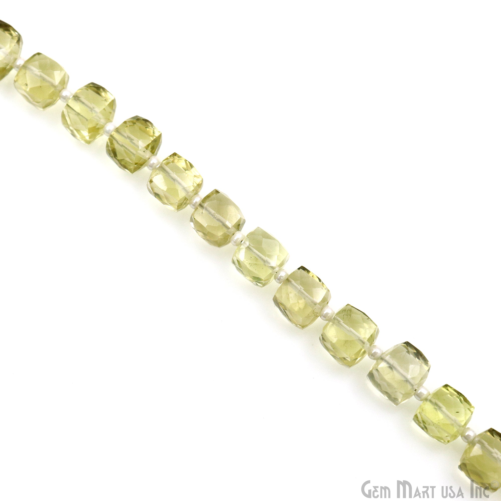 Lemon Topaz Faceted Box Shape 6-7mm Gemstone Beads Strand 7 Inch