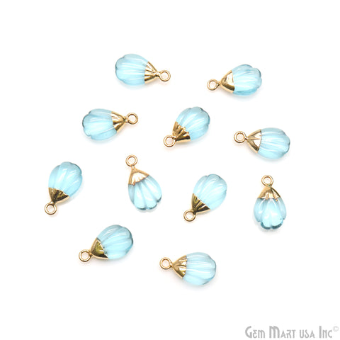 Sea Shell Gemstone Charm 18x10mm Gold Electroplated