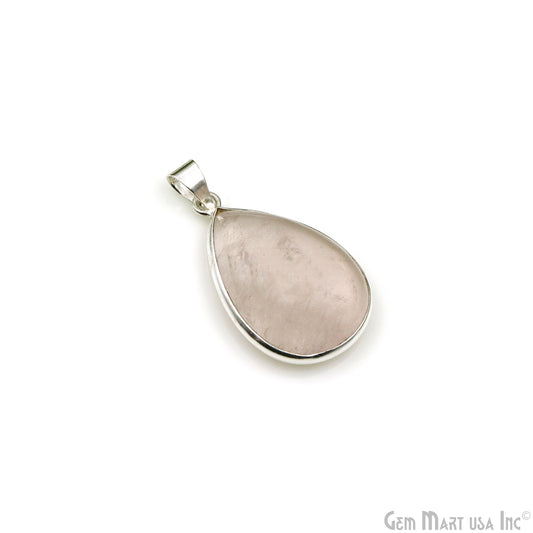 Rose Quartz Gemstone Pears 35x22mm Sterling Silver Necklace Pendant 1PC