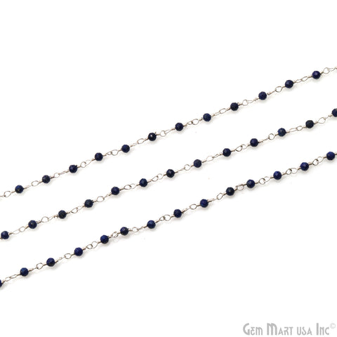 Lapis Lazuli Silver Plated Wire Wrapped Gemstone Beads Rosary Chain