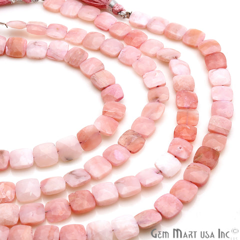 Pink Opal Square Shape Gemstone 7mm Beaded Handmade Rondelle - GemMartUSA