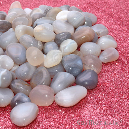 3.53oz Lot Gray Chalcedony Tumbled, Reiki Healing, Beach Stone, Wiccan Stone - GemMartUSA