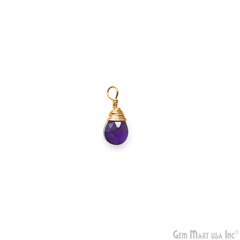 Amethyst Pear 6x4mm Gold Plated Wire Wrapped Gemstone Drop Connector