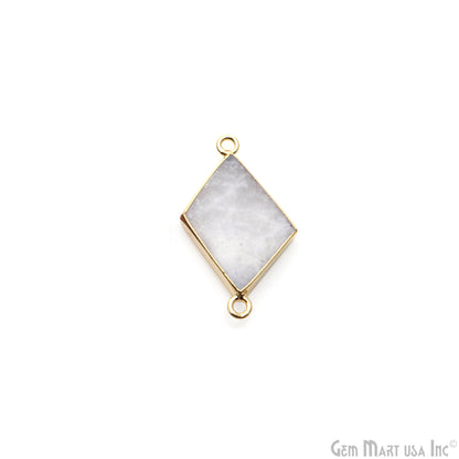 Rainbow Moonstone Free Form 18x31mm Gold Electroplated Gemstone Double Bail Connector