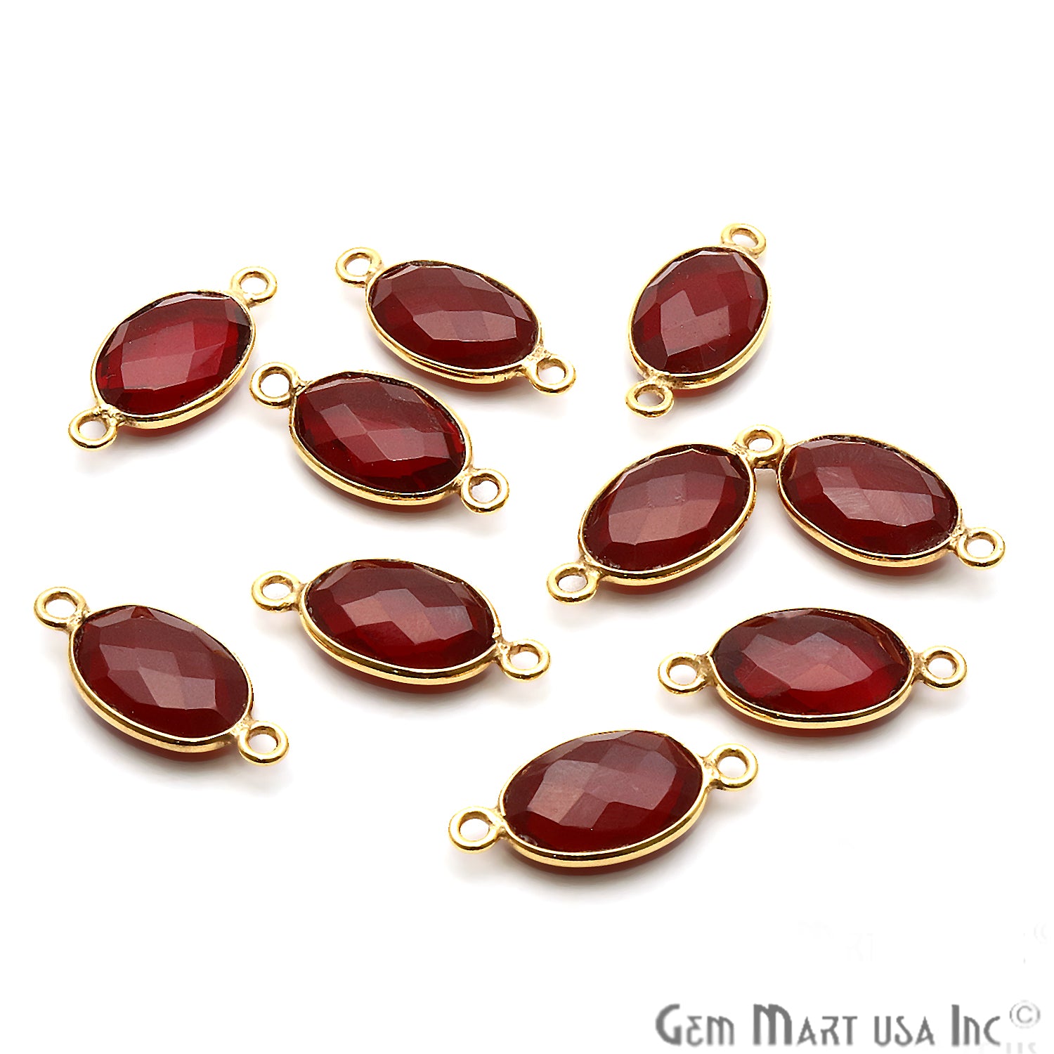 Gemstone Oval 8x12mm Gold Gemstone Connector (Pick Your Stone,Bail) - GemMartUSA