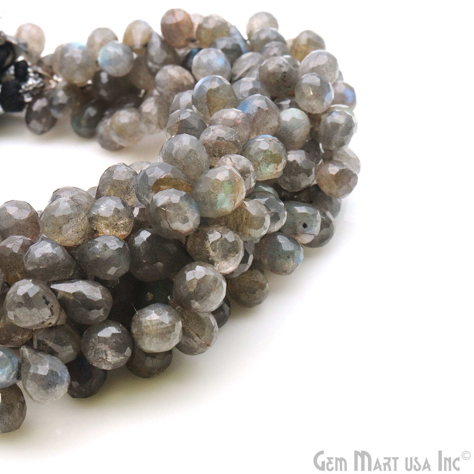 Labradorite Teardrops Faceted Gemstone 10x5mm Rondelle Beads - GemMartUSA