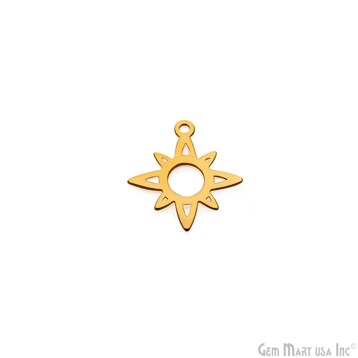 Sun Charm Laser Finding Gold Plated 20x18.8mm Charm For Bracelets & Pendants