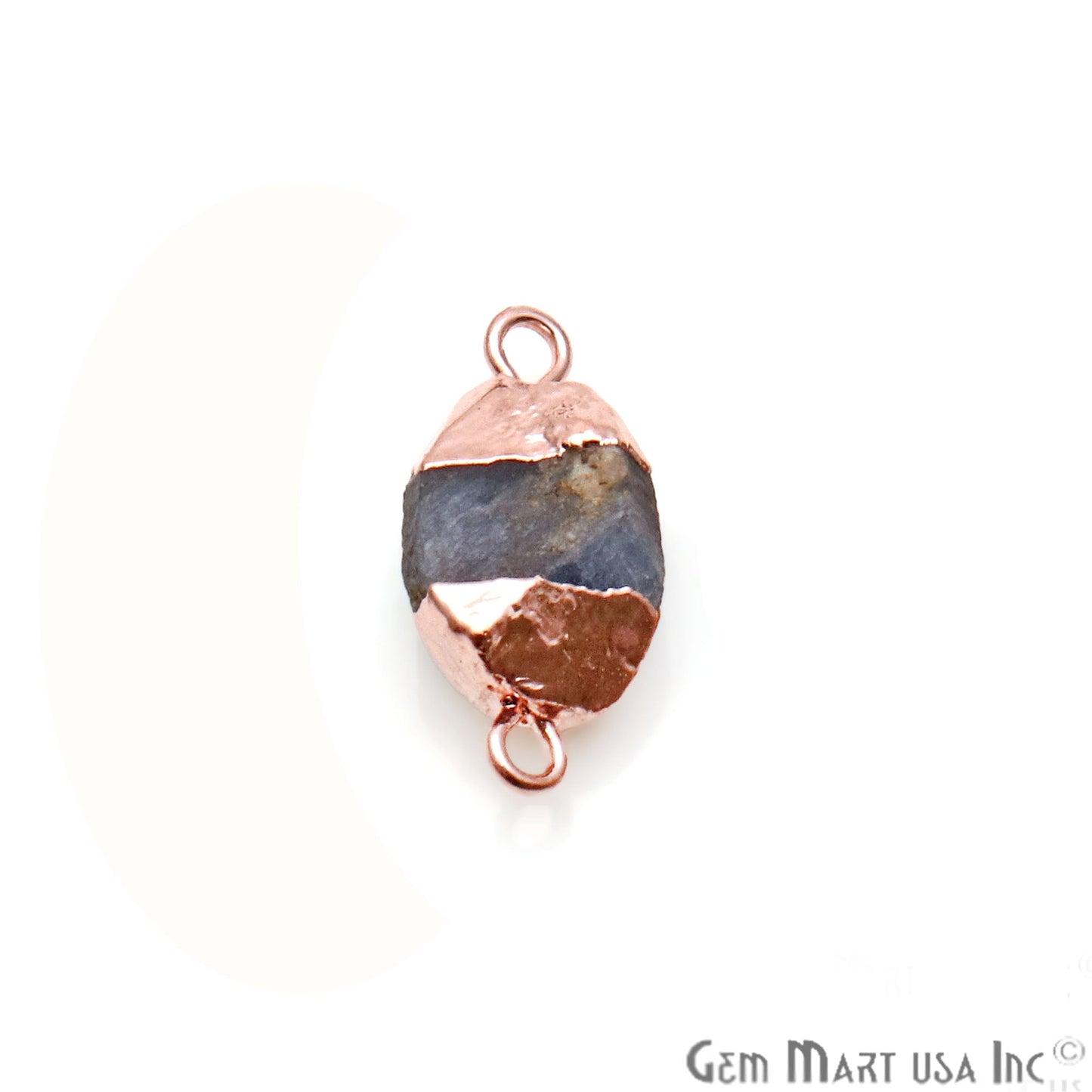 Rough Kyanite Gemstone 16x8mm Organic Rose Gold Edged Connector - GemMartUSA