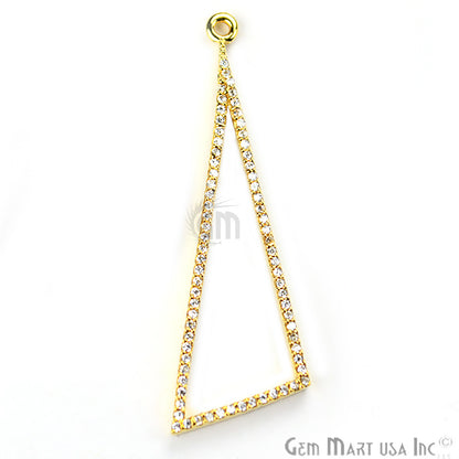 Cubic Zircon Pave 'Scalene Triangle' Gold Vermeil Charm For Bracelet & Pendants - GemMartUSA