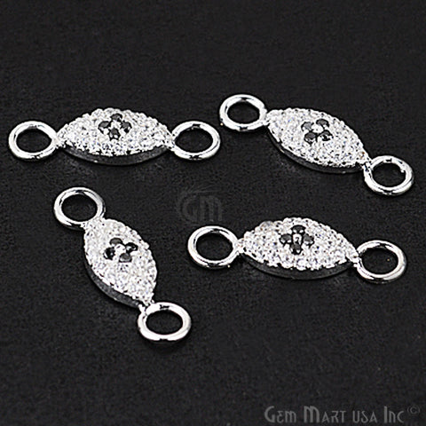 Cubic Zircon Pave 'Marquise' Silver Charm For Bracelet & Pendants - GemMartUSA
