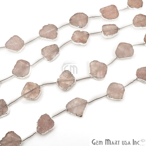 Strawberry Quartz Free Form 18x15mm Silver Edged Crafting Beads Gemstone Strands 9INCH - GemMartUSA