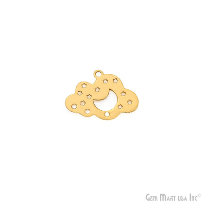 Clouds Moon With Star Charm Laser Finding Gold Plated 19x25mm Charm For Bracelets & Pendants