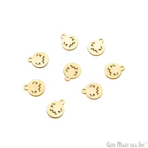 Sad Emoji Face Laser Charm Finding Gold Plated 14.8x12mm Charm For Bracelets & Pendants