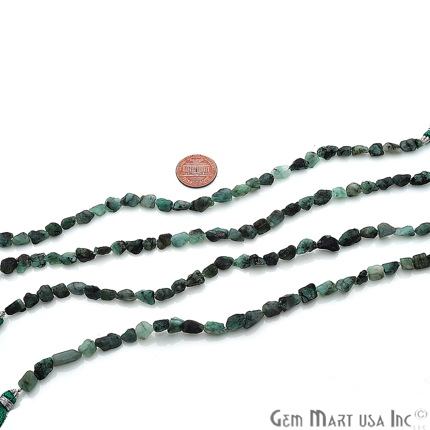 Rough Emerald Gemstone 10x7mm Beaded Handmade Bracelet Rondelle - GemMartUSA