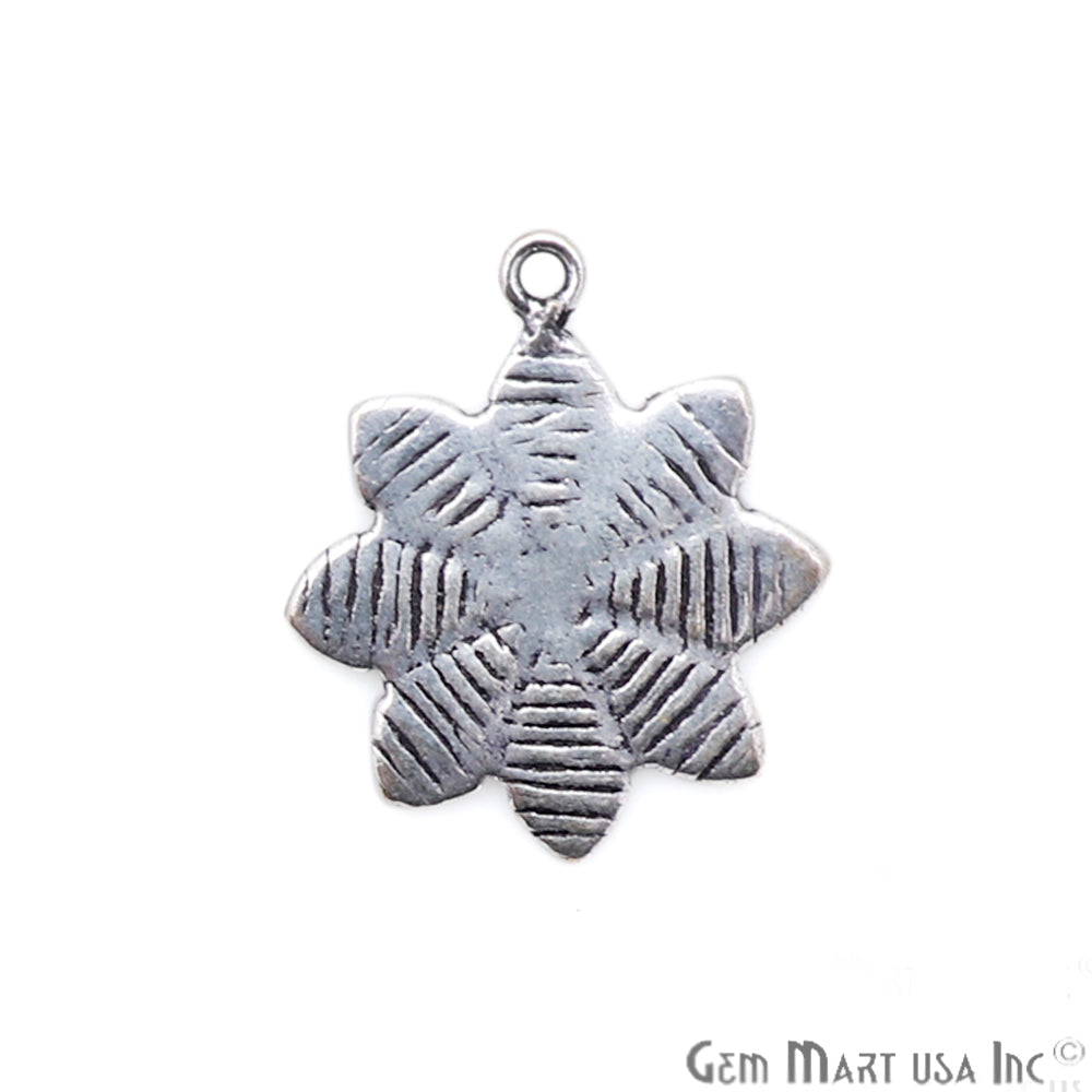 Flower Shape Oxidized 22x18mm Charm For Bracelets & Pendants - GemMartUSA