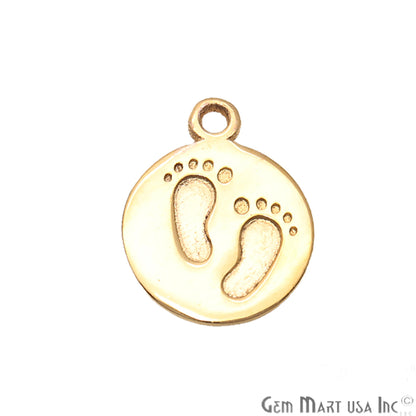 Foot Print Gold Plated Round Charm Connector - GemMartUSA