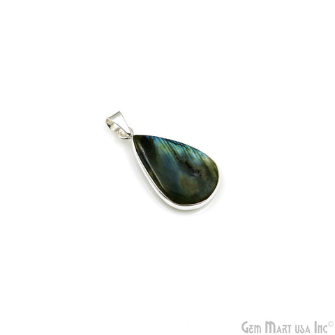 Labradorite Gemstone Pears 33x18mm Sterling Silver Necklace Pendant 1PC