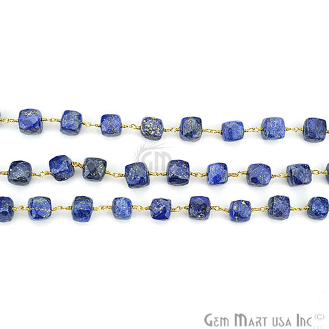 Lapis Lazuli Gold Plated Wire Wrapped Beads Rosary Chain