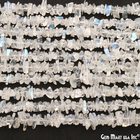 Rainbow Moonstone Chip Beads, 34 Inch, Natural Chip Strands, Drilled Strung Nugget Beads, 3-7mm, Polished, GemMartUSA (CHRM-70001)