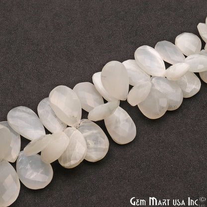 White Moonstone Pears 24x15mm Crafting Beads Gemstone Briolette Strands 8 INCH - GemMartUSA