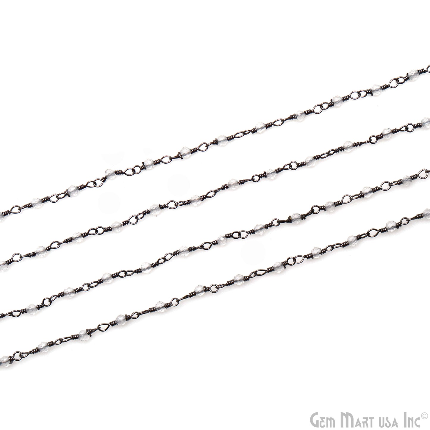 Crystal 2-2.5mm Round Tiny Beads Oxidized Rosary Chain