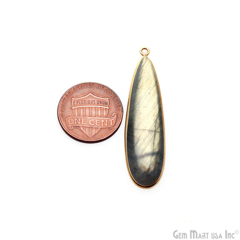Flashy Labradorite Cabochon 39x10mm Pears Single Bail Gold Plated Gemstone Connector