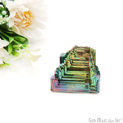 Bismuth Crystal Rainbow Bismuth XXL Crystal Cluster Display Specimen Mineral Decor Pyramid Teaching Tools Stone Educational Rock Peacock Ore