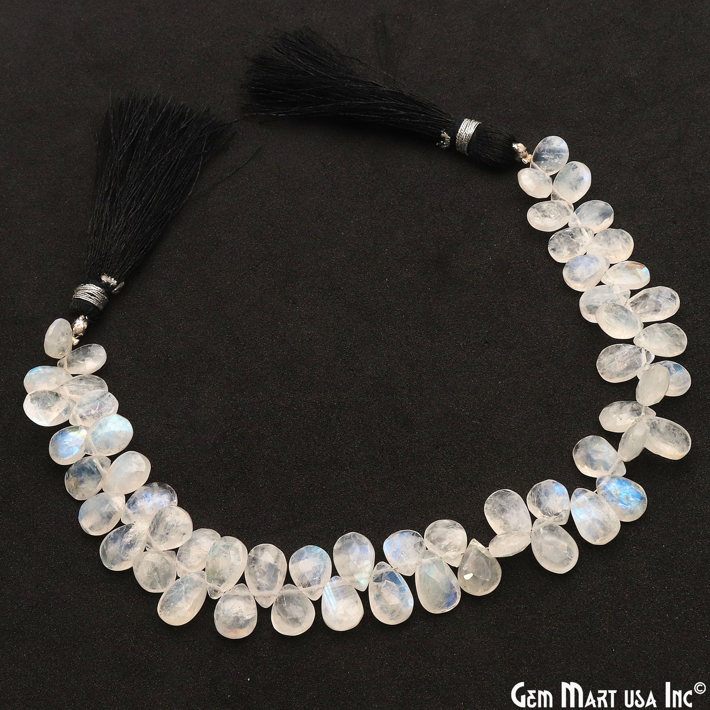 Rainbow Moonstone Onion Beads, 8 Inch Gemstone Strands, Drilled Strung Briolette Beads, Onion Shape, 8-9mm