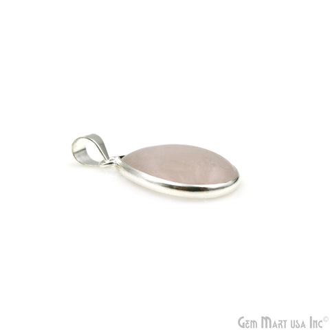 Rose Quartz Gemstone Pears 30x18mm Sterling Silver Necklace Pendant 1PC