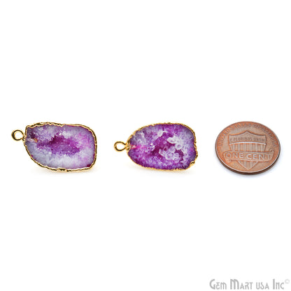 DIY Geode Druzy 20x12mm Gold Electroplated Loop Connector Studs Earrings