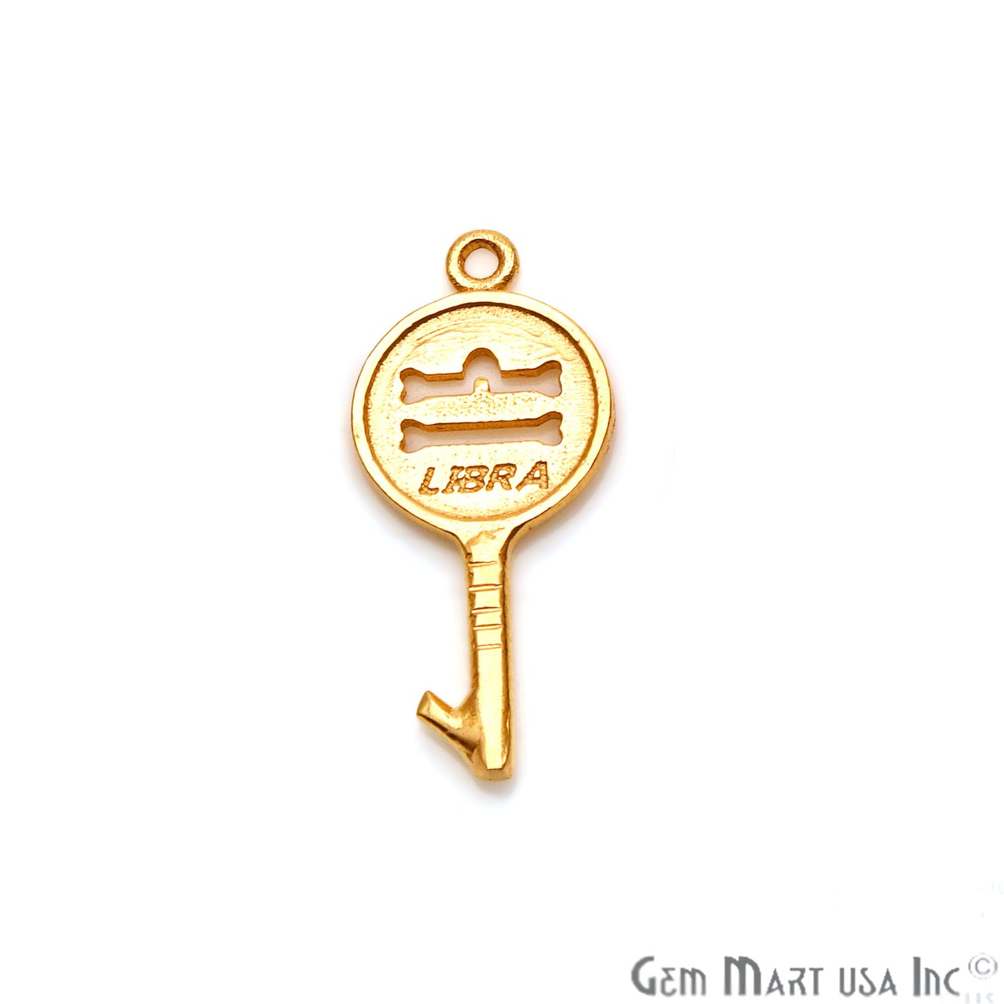 Key Shape 26x12mm Gold Plated Finding Charm, DIY Jewelry - GemMartUSA