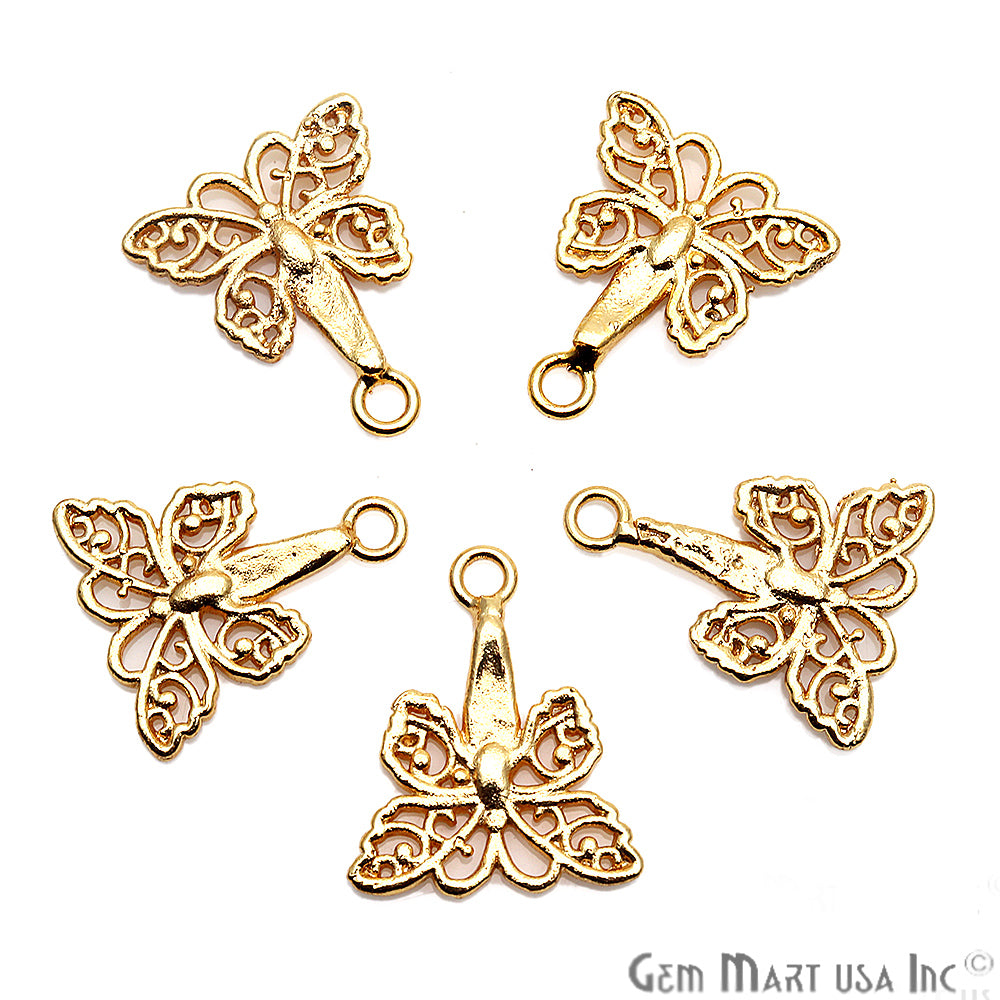 5 Pc Lot Butterfly Findings, Findings, Filigree Findings, Findings, Jewelry Findings, 19x17mm (50060) - GemMartUSA