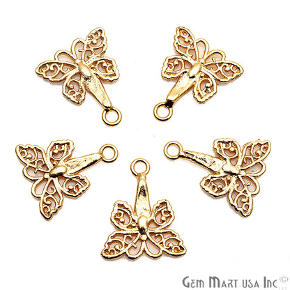 5 Pc Lot Butterfly Findings, Findings, Filigree Findings, Findings, Jewelry Findings, 19x17mm (50060) - GemMartUSA