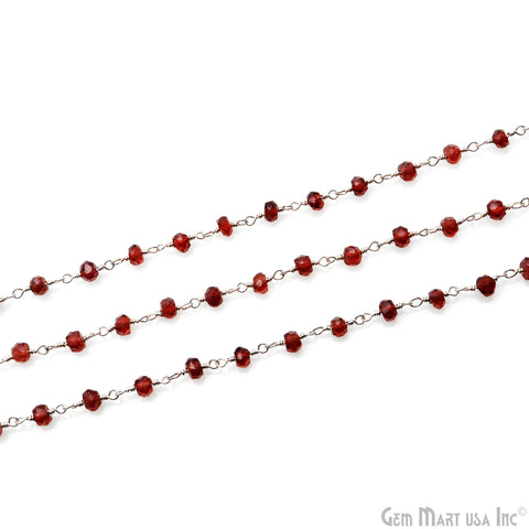 Garnet Faceted 3-3.5mm Silver Wire Wrapped Beads Rosary Chain