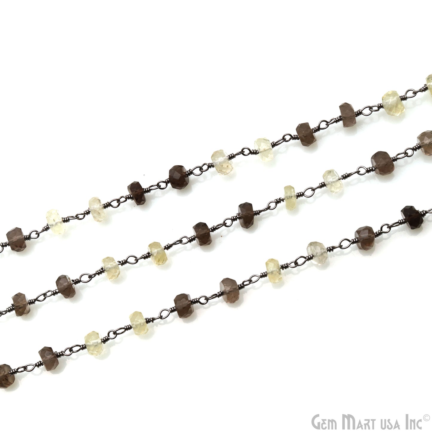 Multi Color Faceted Beads 5-6mm Oxidized Wire Wrapped Rosary Chain