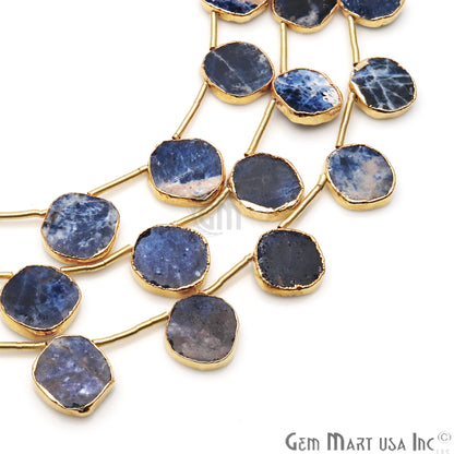 Sodalite Free Form Gold Electroplated 18x15mm Crafting Beads Gemstone 9 Inch Strands - GemMartUSA