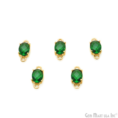 Gemstone Oval 6x8mm Gold Plated Prong Setting Double Bail Connector