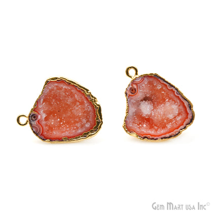 DIY Geode Druzy 24x16mm Gold Electroplated Loop Connector Studs Earrings