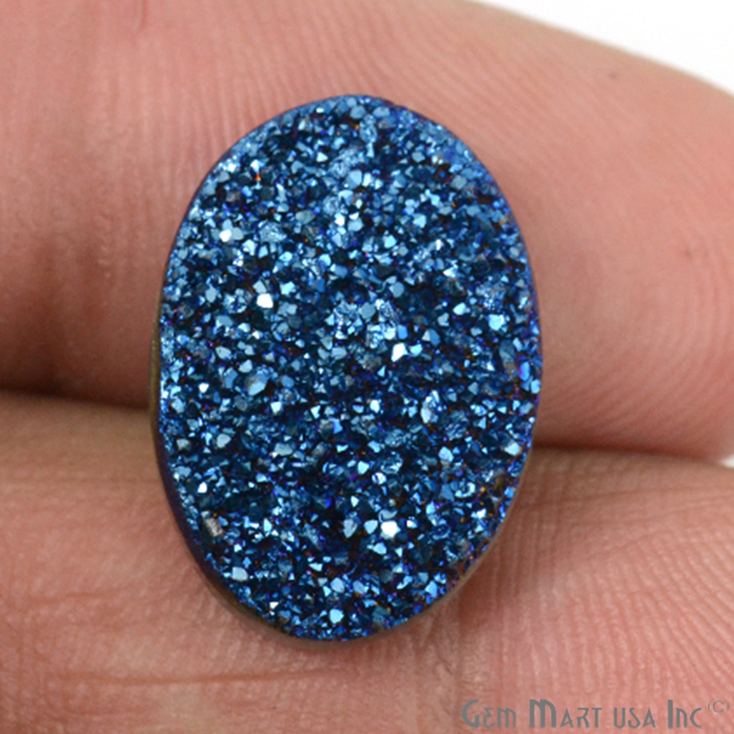 Titanium Blue Druzy 13x18mm Oval Shape Loose Cabochon - GemMartUSA