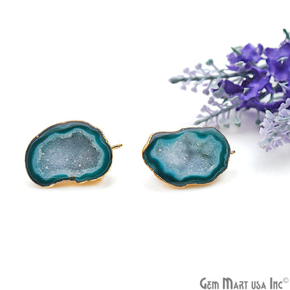 DIY Agate Slice Geode Druzy Gold Edged Loop Connector Studs Earrings